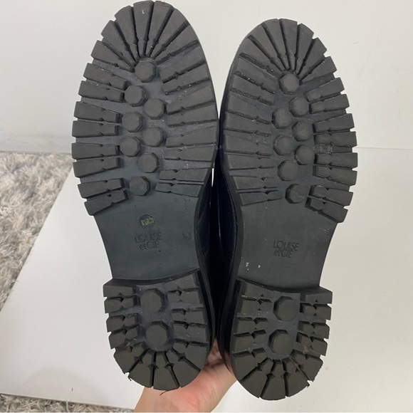 Louise Et Cie Black Leather Combat Moto High Top Boots Minimalist Grunge - Picture 6 of 7